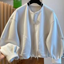 Fashionable Yellow Round Neck Jacket Women's Autumn 2025 New Loose Casual Thin Zipper Sweater Cardigan Top L smėlis