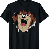 Looney Tunes Taz pradurta portreto marškinėliai S juoda