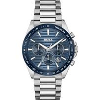 BOSS Strike Chrono Mėlynas ciferblatas Nerūdijančio plieno Sidabrinė apyrankė Vyriškas kvarcinis laikrodis 1514240 mėlyna