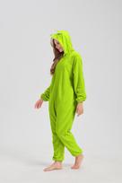 Cute Cartoon Flannel Zipper Onesie for Women – Warm Homewear Small geltonai žalia