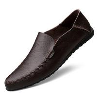 2020 m. Natūralios odos vyriški batai Minkšti mokasinai Loafers Vyriški prekės ženklo vyriški plokščiapadžiai patogūs vairavimo batai 38 ruda