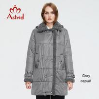 Astrid 2022 žieminė striukė moteriška Kailinė apykaklė dirbtiniai kailiniai viršutiniai drabužiai Fashion Oversize parkai Moteriškas paltas Neperpučiamas parkas su gobtuvu AT-10057 L pilka/žalia