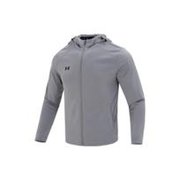 „Under Armour“ logotipo spausdintas sportinis bėgimo, fitneso, treniruočių striukė su gobtuvu, pilka 23600303-014 L