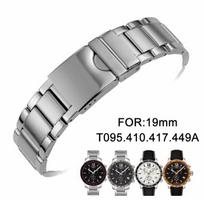 19 mm QUICKSTER CHRONOGRAPH T095417A T095449A T095410A Laikrodžio apyrankės Laikrodžio dalys Vyriška juostelė Tvirta nerūdijančio plieno apyrankė Sulankstomas sagties dirželis skirtas T095 T095-19mm sidabras