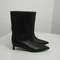 Designer Women Ankle Boots Fashion Square Low Heel Dancing Party Prom Shoes Laides Concise Slip On Short Booties 35 juoda