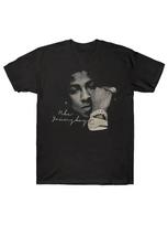 YoungBoy Never Broke Again Grafinis T-shirt Sunkaus Svorio Medvilnė Juoda su YoungBoy Veidu ir Autografo Spaudiniu Apvalus Kaklas Laisvalaikio Viršutiniai Drabužiai S