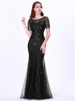 Ever-Pretty Illusion Embroidery Fishtail Tiulis vakarinė suknelė S juoda