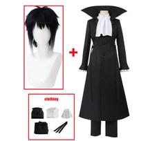 Anime Bungo Stray Dogs Akutagawa Ryunosuke Cosplay Kostiumas Ilgas Paltas Juodas Vienodas Kostiumas Helovino Kalėdinės Šventės Drabužiai L-(Suit+Wig)