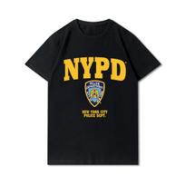 Didelio dydžio hiphopo gatvės drabužiai vyrams marškinėliai su NYPD spauda Harajuku marškinėliai medvilniniai kasdieniai topai vasariniai marškinėliai trumpomis rankovėmis XXXL juoda