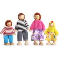 Lėlių šeima Lėlių namas vaikams Dovanų medinis 4Pcs įvairiaspalvis