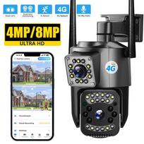 8MP 4G SIM kortelės kamera, dvigubo objektyvo lauko PTZ IP kameros, naktinio matymo apsauga, CCTV vaizdo stebėjimas 4MP 4G Camera balta