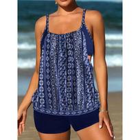 Moteriški maudymosi kostiumėliai Tankini 2 dalių maudymosi kostiumėlis Moteriškas bodis Moteriškas maudymosi kostiumėlis Monokini plius dydis XS-6XL XS mėlyna