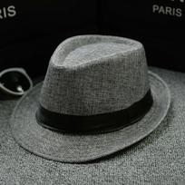 Klasikinė šiaudinė fedora skrybėlė, plačiabrylė panama, vasarinė vakarėlio fedora, proginė skrybėlė vyrams ir moterims pilka spalva