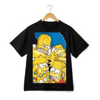 Simpsons Family Fight Graphic T-shirt – Cartoon Mashup Streetwear Unisex Tee S