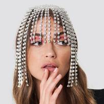 Stonefans spalvingas ilgas kutas galvos apdangalas Kalnų krištolas plaukų grandinėle Bling nuotakos kepurė Moteriška krištolinė tuščiavidurė galvos grandinėlė papuošalai Type 2 sidabras
