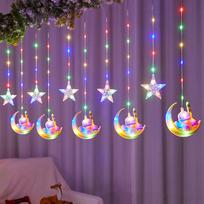 3M 95 Leds Star Mėnulio LED užuolaidų stygos Ramadano girlianda Light EID Mubarak dekoro lemputės Namų Islamo musulmonų vakarėliui WBL