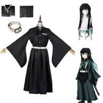 Demonų kova Tokitou Cosplay Muichirou Kostiumas Suknelė Suaugusiems Anime Kimetsu Tanjirou Helovino Drabužiai Perukas Kostiumai L-(Full set+wig)