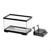 Vėžlio akvariumo startinis rinkinys su drenažu ir maitinimo dėžute ropliams M with Platform juoda