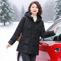 Paminkštinta striukė Žieminė pūkinė Motinos mada Didelio dydžio Laisva Stora Su gobtuvu Paminkštinta striukė XXXXXL juoda