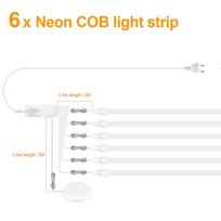 Įmontuojamas akustinis sienų skydelis Dekoracija Lipni COB LED juosta su neoniniu efektu Rinkinys Medžio rašto grotelės Sienų užuolaidų šviestuvas Jutiklinis reguliatorius 1M balta