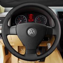 Individualus automobilio vairo pynimo dangtelis Natūrali oda, tinka Volkswagen Passat B6 Golf 5 Mk5 VW Jetta 5 Mk5 Tiguan Black Thread