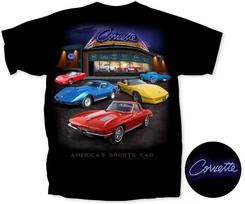 Corvette Showroom Black America'S sportinio automobilio Chevy C1 C2 C3 C4 C5 Unisex marškinėliai S