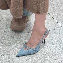 Moterų madingi smailūs kaubojiški aukštakulniai stiletto 40 mėlyna
