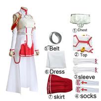 Sword Art Online moterys Asuna cosplay Kostiumai Kostiumas Kovos Viršutinės krūtinės suknelės rankovės Sijonas Diržas perukas drabužiai m