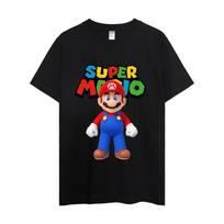 MINISO M-Mario Super Bros Marškinėliai Vyriški Poros Derinio Drabužiai Trumpomis Rankovėmis Apykaklė Madingi Moteriški Medvilniniai#Spalva S juoda