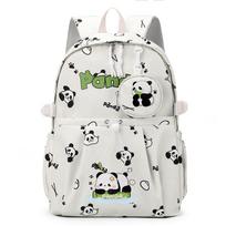 Animacinis panda atsparus vandeniui kuprinė - didelės talpos vidurinės ir aukštosios mokyklos mergaitėms Single Bag pilkšvai balta