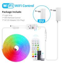 Išmanioji 12 V LED neoninė juostelė RGB vandeniui atspari juostinė lemputė pritemdoma apdaila su WIFI Tuya App nuotolinio valdymo pultu 1M-EU blue