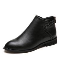 Moterų Batai Komfortiški PU Odiniai Ankle Boots Moteriški Žemu Kulnu Walking Biuro Batai Loafers Moteriški Avalynė 35 juoda