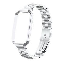 Metalinė apyrankė Redmi apyrankei 2 Nerūdijančio plieno dirželis su dėklu laikrodžio apyrankė Redmi Smart apyrankei 2 Keičiama Correa apyrankė For Redmi Smart Band 2 sidabras