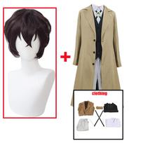 Dazai Osamu Cosplay Kostiumas Bungo Stray Dogs 4 Sezonas Anime Uniforma Helovino Kalėdų Drabužiai XS-(Costume+Wig)