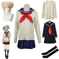 My Hero Academia Cosplay Helovino kostiumai Anime Boku No Hero Academia Himiko Toga JK Uniform megztinis paltas perukas kostiumai L-(Full set+wig)
