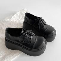 Gotikinės platformos pleištai Moteriški bateliai su kulnu Nėriniuoti moteriški loaferiai Punk Elegantiški Biuro Darbo Juodi Nauji Pavasariniai Moteriški Batai 35