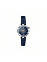 Quartz movement women's watch, Swiss ladies' watch, white dial, stainless steel case, multicolored leather strap, elegant T152.010.16.038.01 mėlyna