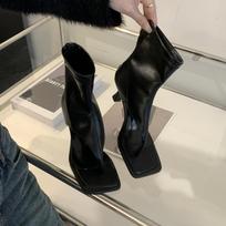 Moterims Madingi Atvirais Pirštais T-dirželis Ploni Aukštakulniai Vasariniai Ankle Boots Kvadratiniu Pirštu Tamprios Plonos Kelnės Šortai 35 juoda