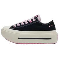 Converse Double Stack Patogūs Klasikiniai Žemi Drobės Batai Unisex Sportbačiai Juodi Rožiniai A19729C 37
