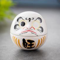 Keraminė Daruma statulėlė Daruma vėžlys amatai japoniško stiliaus sėkmės ornamentas kraštovaizdis namų dekoro aksesuarai dovanos balta