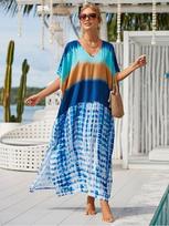 Vasaros paplūdimio suknelių dengiamieji moteriški maudymosi kostiumėliai Paplūdimio drabužiai Sarongs maudymosi kostiumėliai Kaftan One size mėlyna