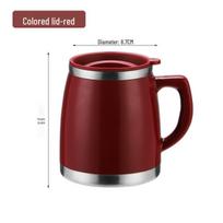 Nerūdijančio plieno termosas puodelis su rankena vyrams ir moterims – idealus arbatai, kavai, biurui ar vandeniui. 500ml beige