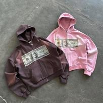 European and American Y2K retro printed street hip-hop zipper hoodie S ruda