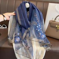 Vientisas šilkinis moteriškas šalikas Žieminis šiltas vilnos šalis Ponios apklotas Bufanda Gėlių rašto pashmina Prabangi siuvinėjimo šilta skara Naujas 75x190cm