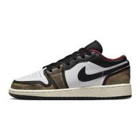 Air Jordan 1 Low SE GS Wear-Away - Tan Kids Sneakers Black White-Onyx White DQ8421-001 38