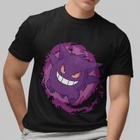 Gengar Pokémon Grafinis Marškinėlis Vyrams Unisex Medvilninis Marškinėlis Juokingas Anime Vaiduoklis Tipo Viršus 2XL black