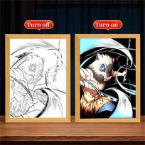 Anime šviesos tapybos mėnulio lempa Kyojoru Rengoku Kimetsu Demons Slayer LED nuotraukų rėmelis kambario sienos menui Hoom Deco No Yaiba dovanos