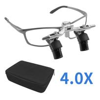 4X/5X6X Dantų 48° Ergo didinamieji akiniai Darbinis atstumas 350-450mm Chirurginiai ant galvos tvirtinami didinamieji akiniai, 5W LED galvos žibintuvėlis Reguliuojami optiniai didinamieji akiniai 4.0X NO LED juoda
