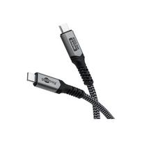 Goobay USB-C™ Cable with Textile Sheath, USB4™, 240 W, 40Gbit/s, Power Delivery, 1 m, Black, Grey | Goobay