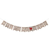 M-Modern-Welcome Home Banner Burlap Sign Party Buntings For Welcome Party Great For Baby Shower, Wedding Home Party Decor geltona